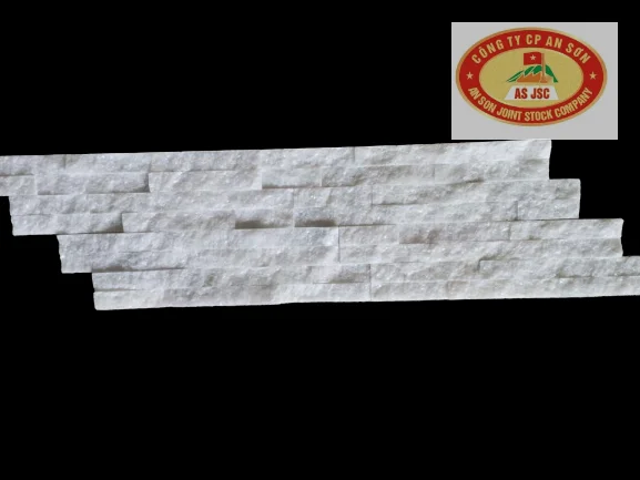 White marble  split face stone tile stacked panel (100% Natural Marble)