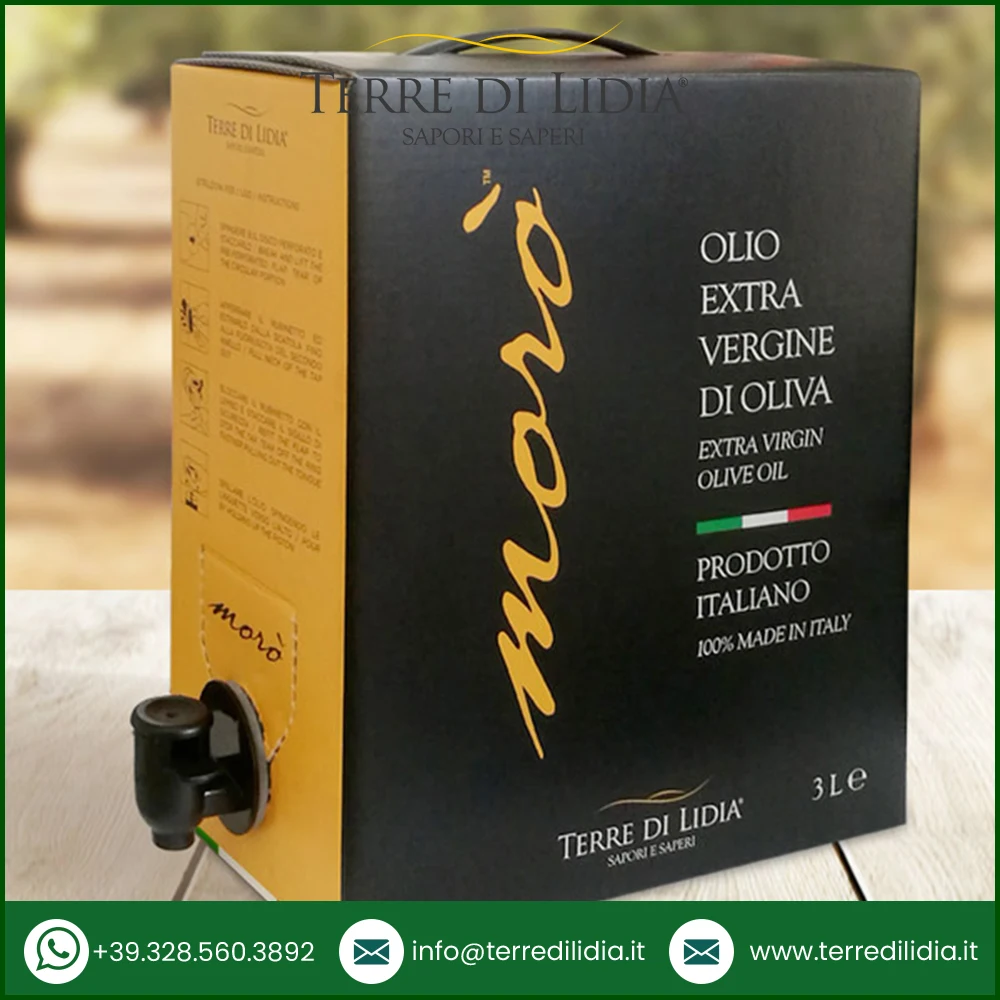 Organic High Quality Cold Pressed Italian Extra Virgin Olive Oil Bag in box Moro 3 L