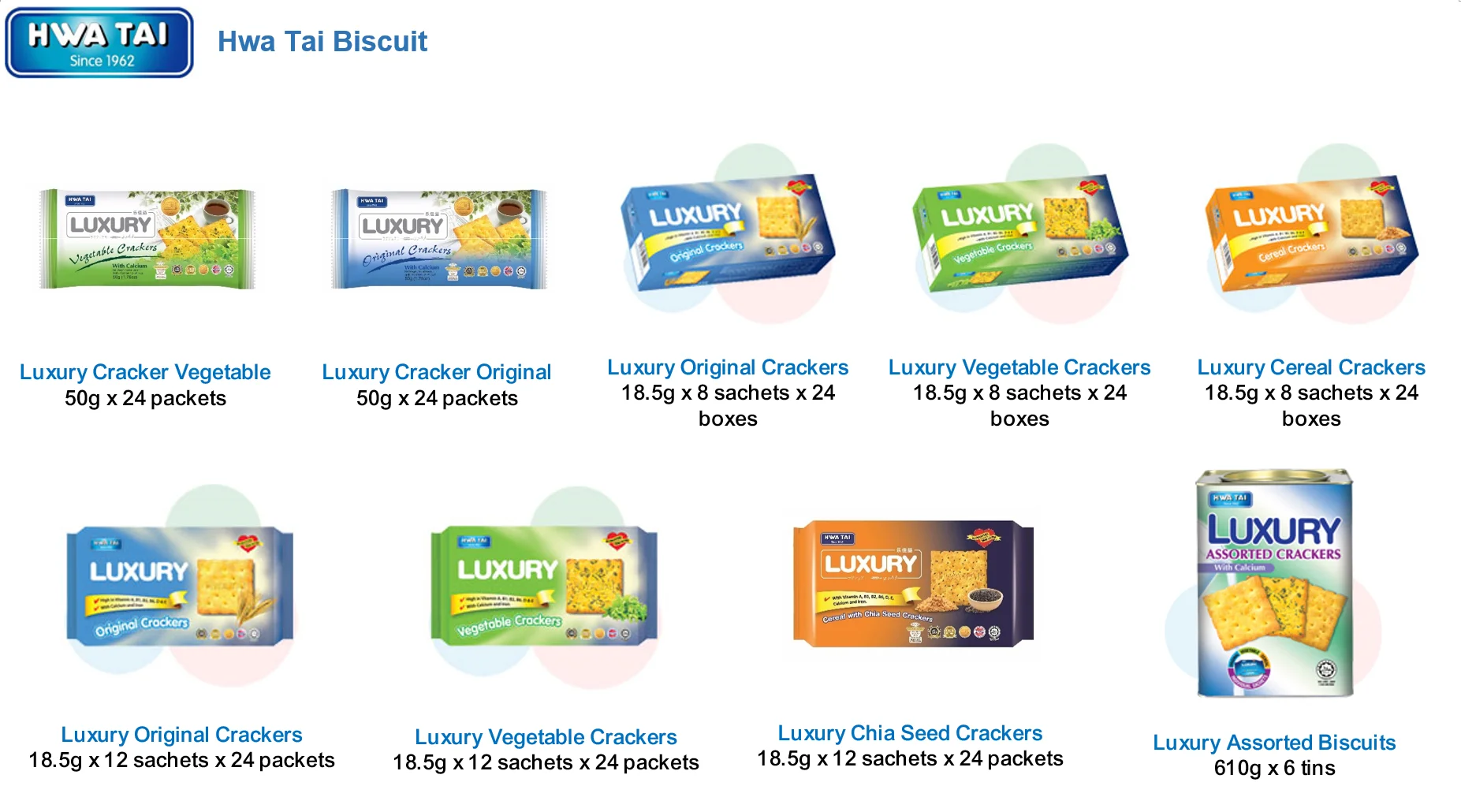 Hwa Tai Luxury Cream Sandwich Cheese  - 20g Cheese Sandwich Biscuits