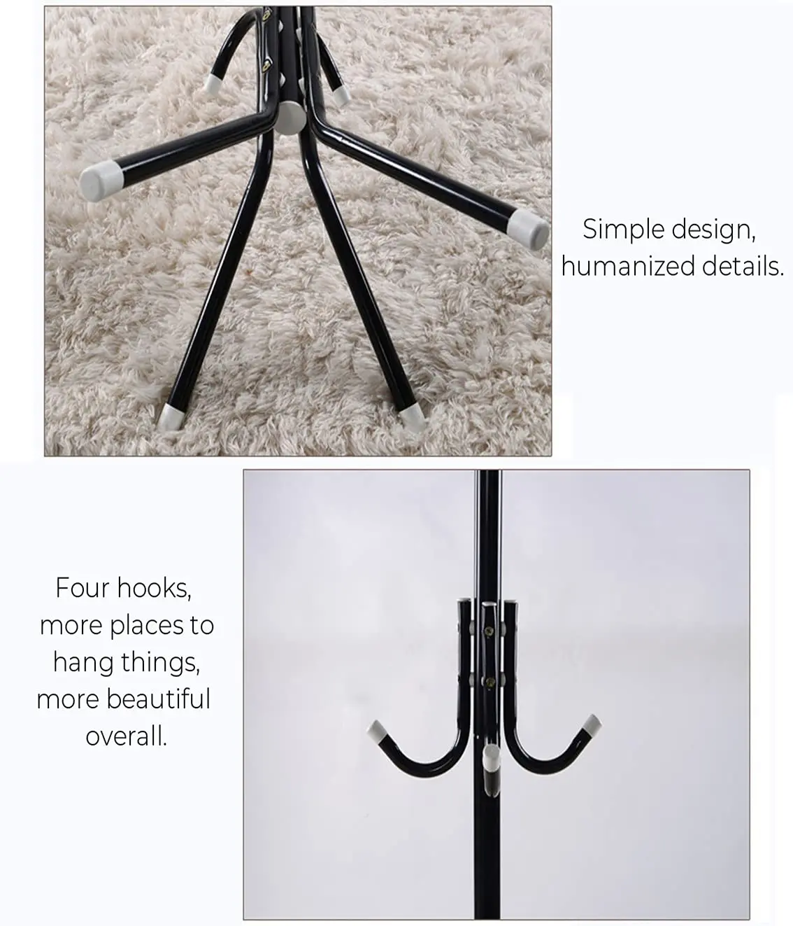 Coat Rack with 12 Hooks 5.6ft Clothes Metal Hanger Easy Assembly Hat Free Standing Stand