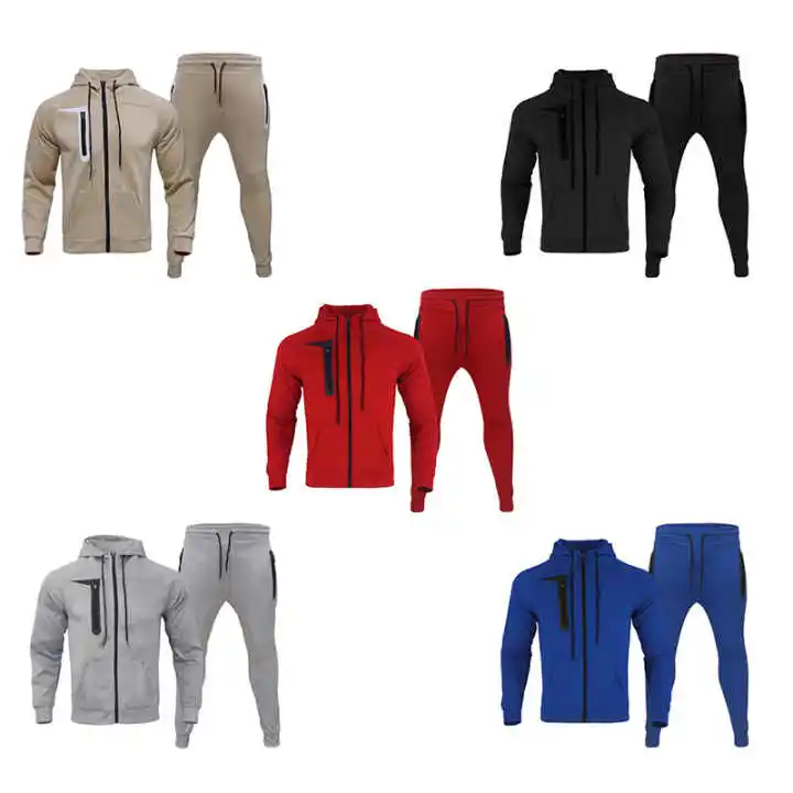 Custom Logo Men Polyester Tech Fleece Unbranded Tracksuit Two Pieces Jogging Tracksuit Men Sweat Suits