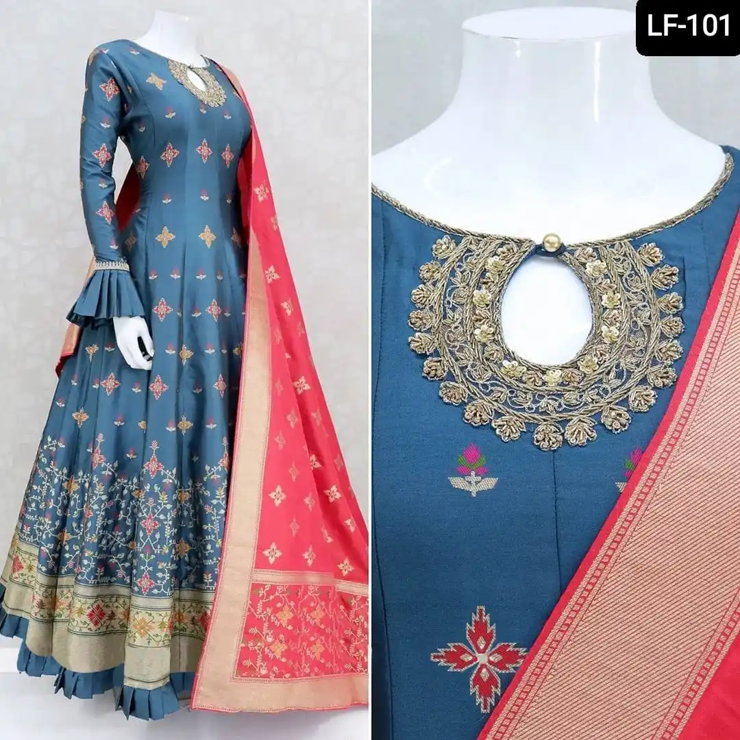 Indian Ethnic Wear Velvet Punjabi Patiala Suit with Net Dupatta Embroidery Zari and Sequence Work ReadyMade Lace Border Suit
