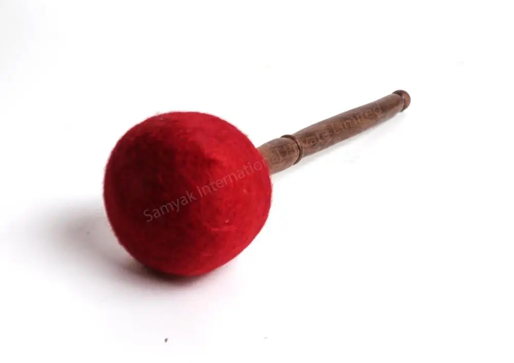 New Handmade Wind Gong Chau Gong Wood Ball Mallet Wool Red Color Felt Striker High Quality Wood Drum Sticks Mallets