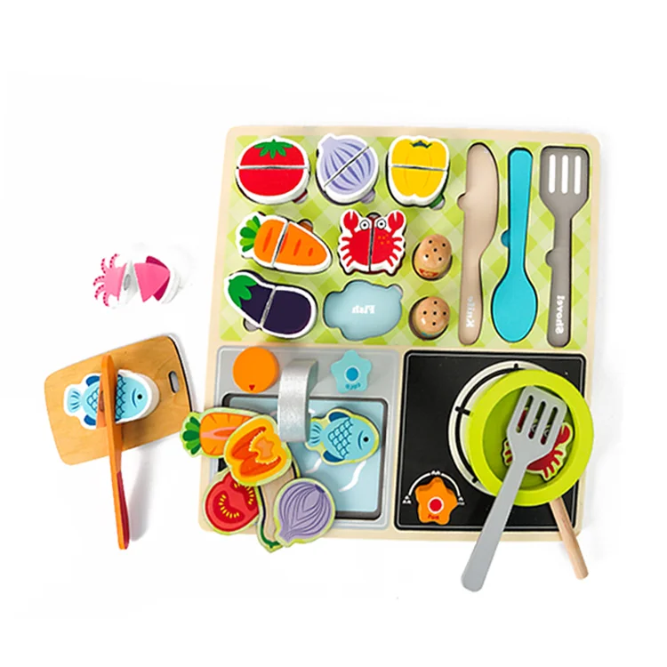 
Magnetic Fruit Vegetables Cutting Children Happy Pretend Play Food Cooking Wooden Kitchen Set Toys For Girls 