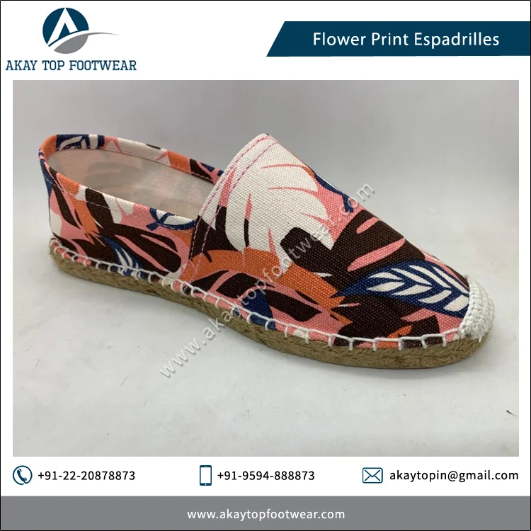 Espadrilles Elegant Look Comfortable Flower Print Traditional Espadrilles Flat Shoes available at cheap price from indian supplier