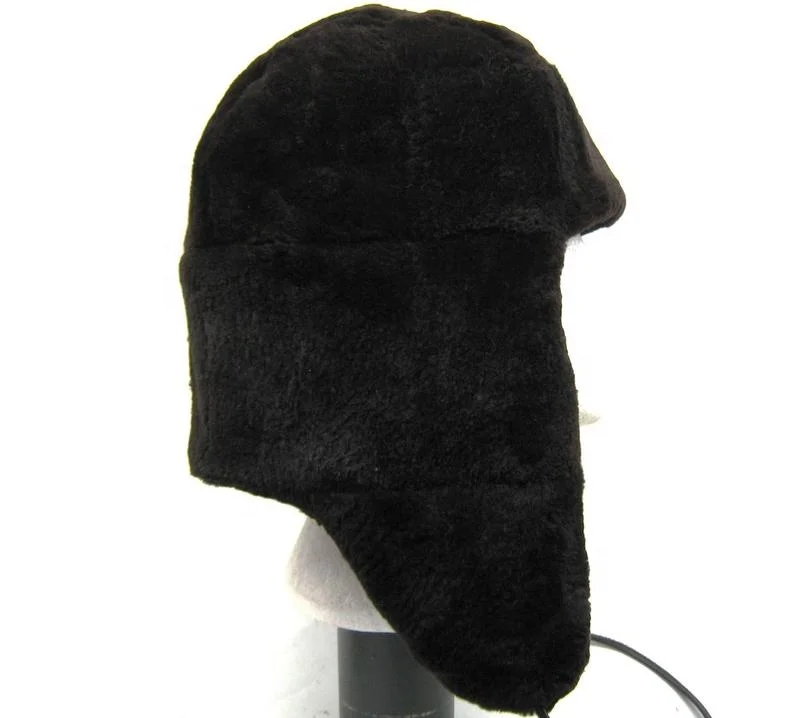 
New Real Beaver Fur Genuine Leather Men Trapper Fur Hat Aviator Real Fur Inner Hat 