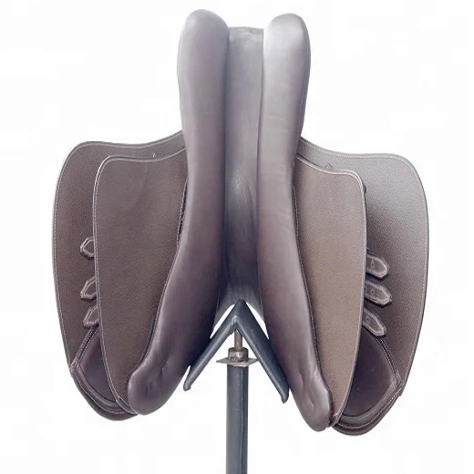 Wholesale Equestrian Horse Saddlery Goods Genuine Leather Equestrian Horse Riding Dressage Saddle For Sale