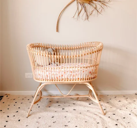 Wholesale Rattan Crib; Natural Wicker Baby Crib; Sleeping Bed Rattan bassinet for infants from Vietnam/ SISU/ RFK-502