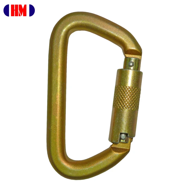 Steel D Locksafe Rescue Safety Carabiner Triple Lock