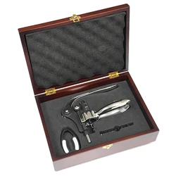 Amazon product Wine Opener Bottle Opener Corkscrew Cap Removal Tool Set In Wooden Case