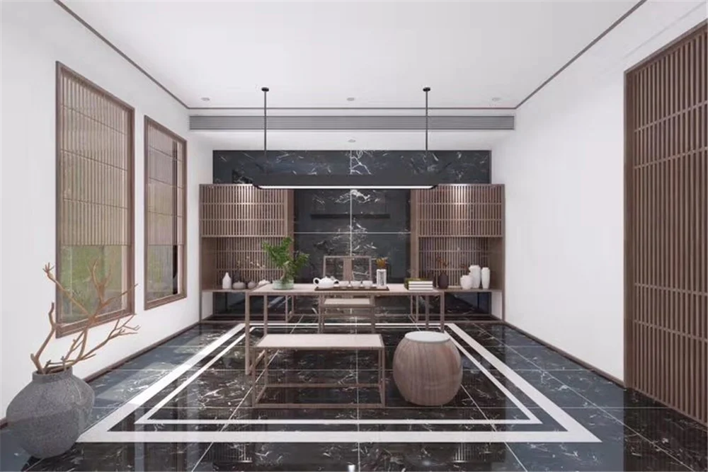 Wholesale Price Chinese Black Marble Polished Black Ice Flower Marble Tiles For Home Indoor Decoration