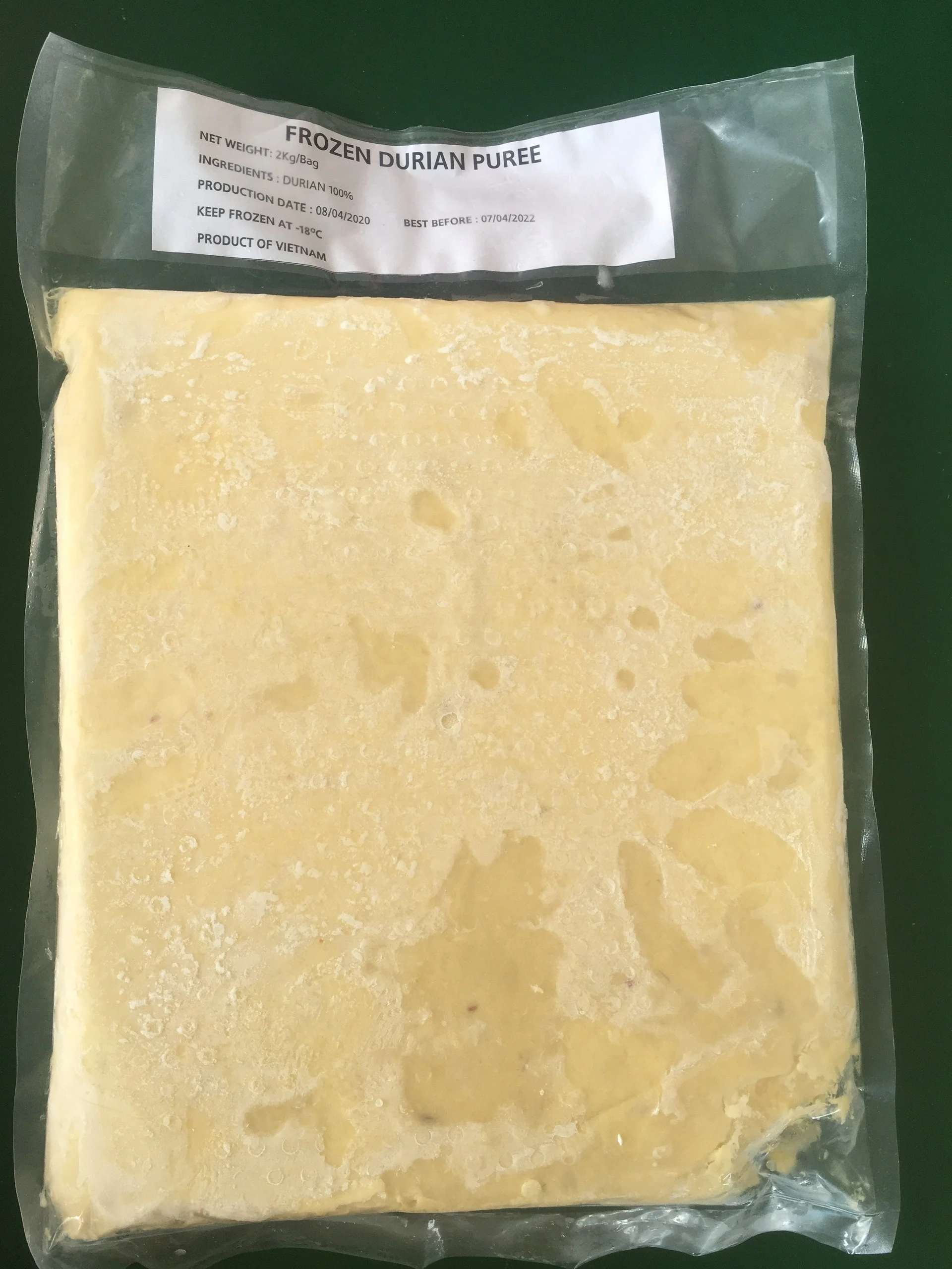 FROZEN DURIAN WITH SEED FROM VIETNAM