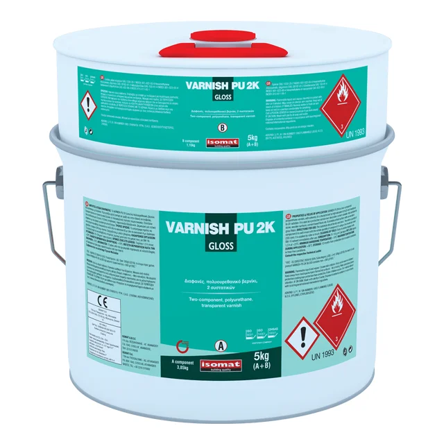 2-component, transparent polyurethane varnish, gloss or satin finish