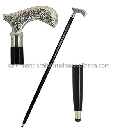 Fashionable Wood Gehstock Brass Mount Floral Decoration Walking Stick Men & Women CHWKS35037