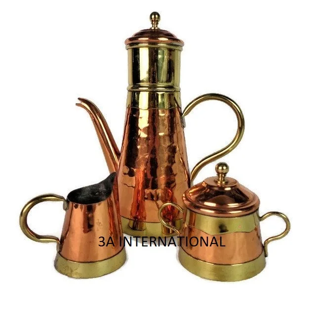 Elegant Design Coffee Set Gold Plated Arabic Brass Tea Pot And Serving Sets For Tea Or Coffee Serving Brass Cup and Saucer