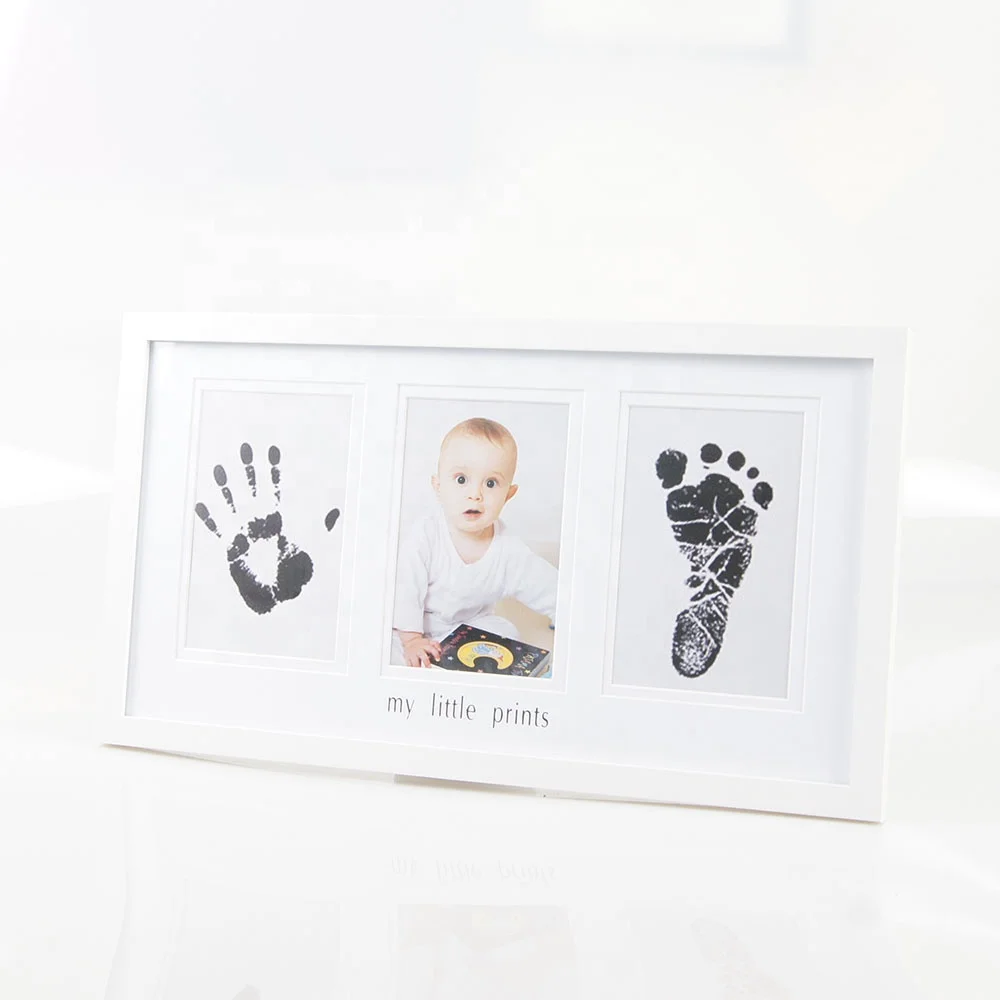 Baby hand and foot painting three opening baby growing picture frame