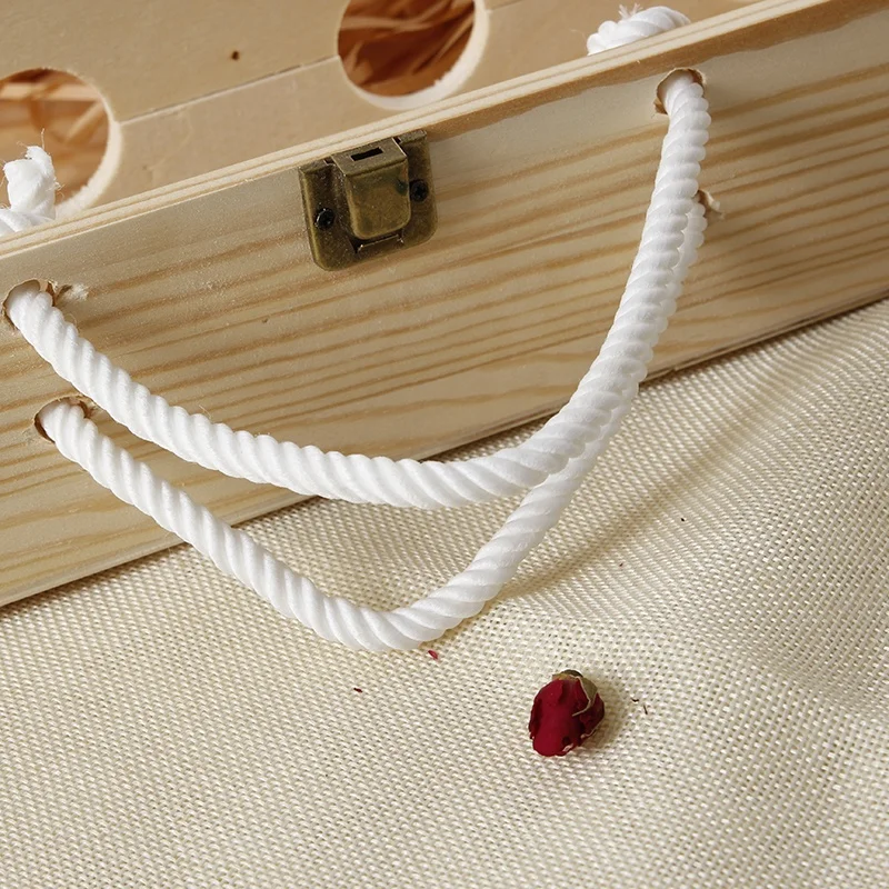 European Hot Sell Decorated Gift Wooden Wine Box for 4 Bottles with Handle