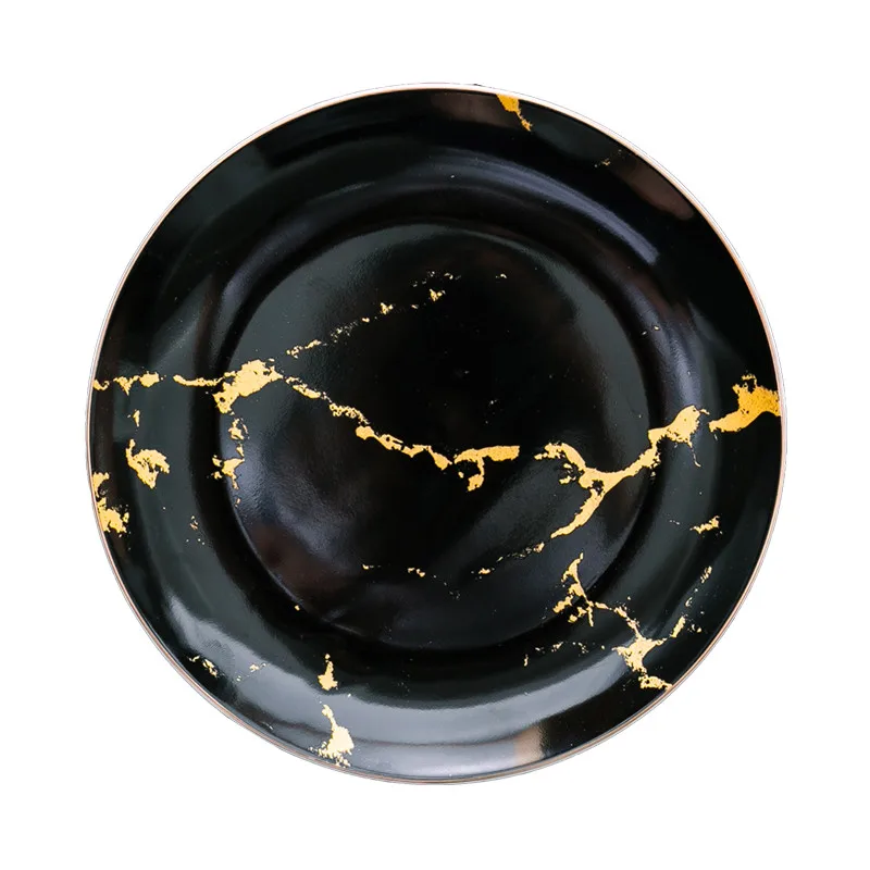 Оптовая продажа, роскошная керамическая тарелка из черного мрамора для свадебного украшения