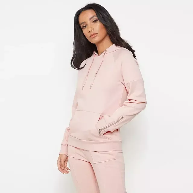 Wholesale custom french terry gym women fancy Hoodies Breathable Polyester Spandex Slim Fit Long Sleeve Custom lady