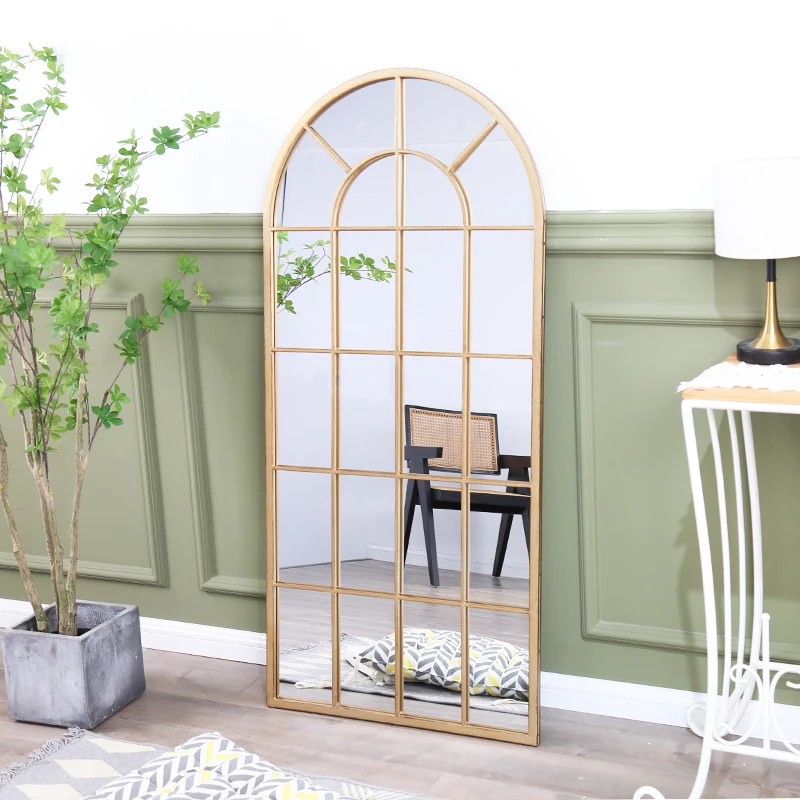 Gold Frame Arch Decorative Modern Dressing Room Wall Full Length Floor Mirror Outdoor Garden Mirror