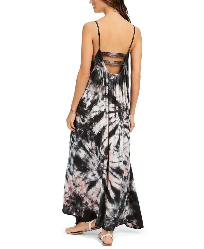 Boho Style long  Gradient Tie Dye Dress  Adjustable Shoulder String