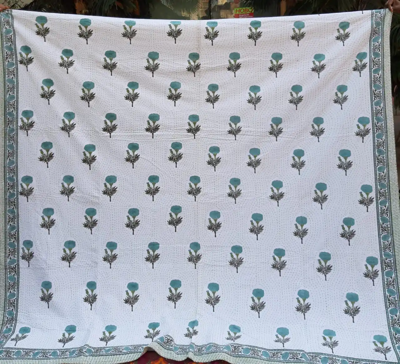 Красивое хлопковое покрывало для кровати с ручной вышивкой и принтом