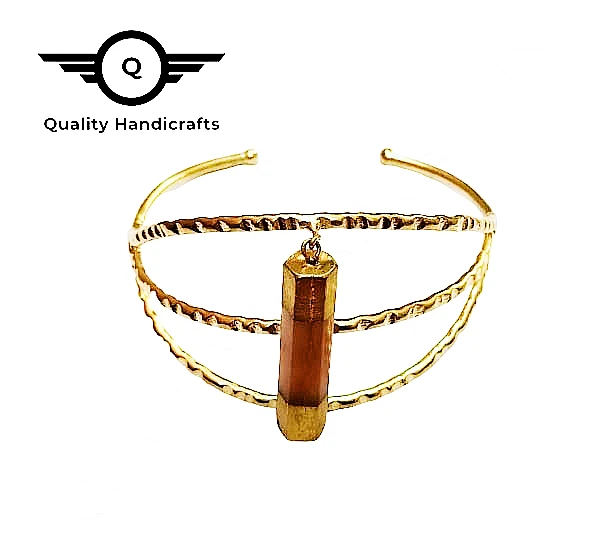  Высококачественный позолоченный латунный металлический браслет ручной работы с зеленым агатом модные ювелирные изделия из Индии