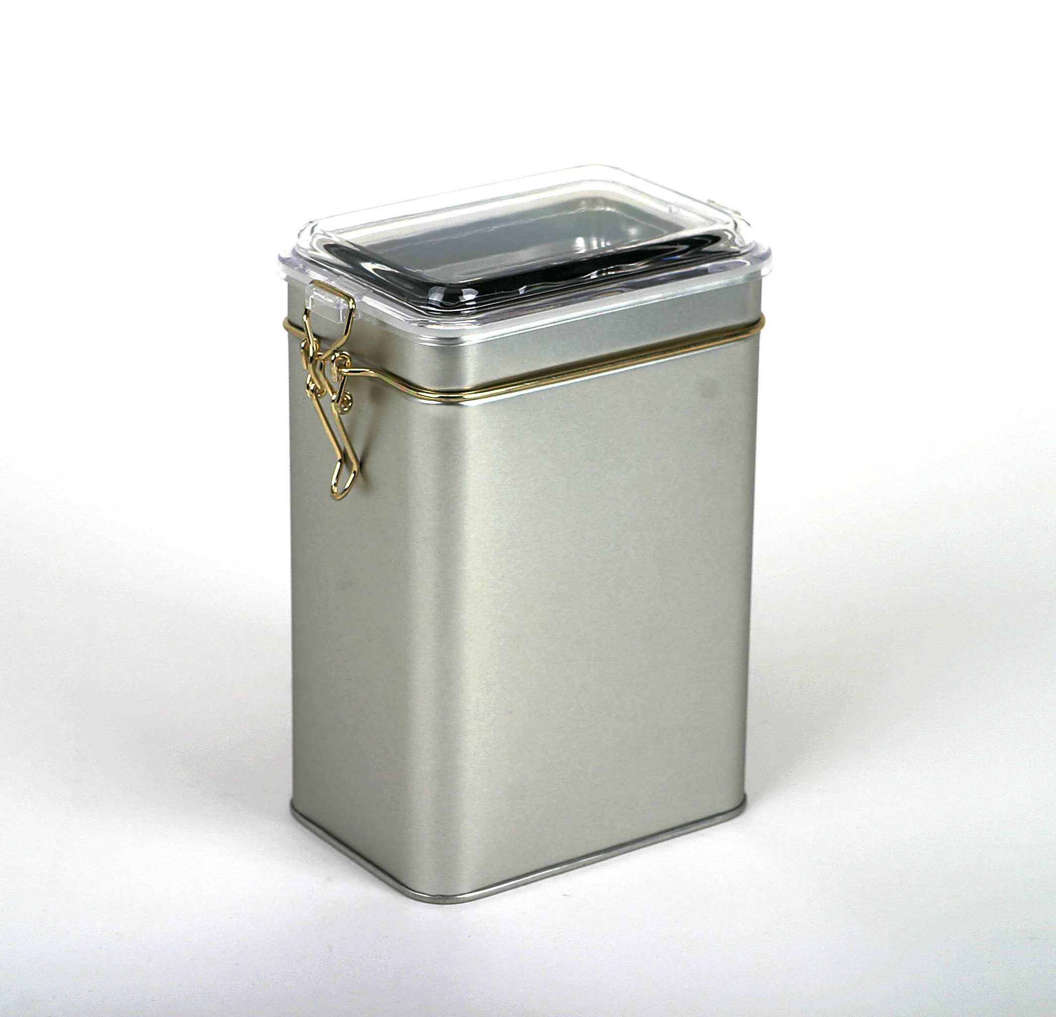 
Custom printed airtight rectangle metal tin can box with plastic lid for tea coffee chocolate biscuit foods 