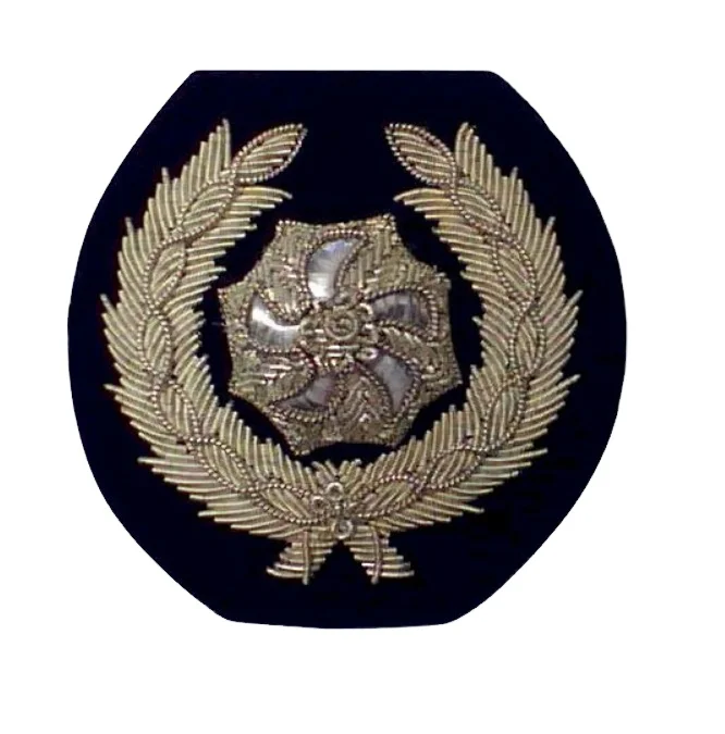 
 Wholesale Factory Price Custom Fire Brigade Handmade Bullion wire Embroidery Badges  