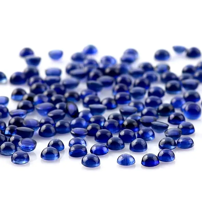 Natural Round Shape Smooth Blue Sapphire Loose Gemstone Polished Cabochon Making Jewelry wholesale price