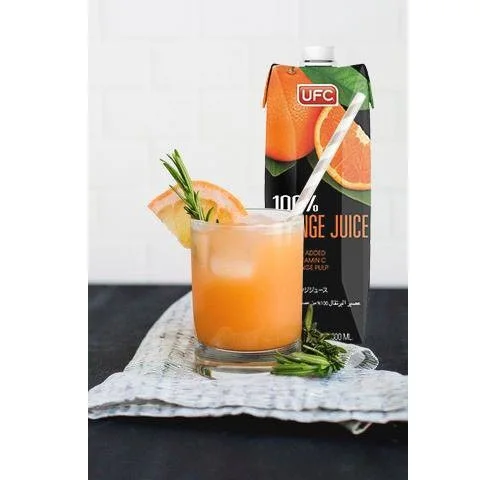 Fiber Vitamin C 1L Bottle of Orange Juice No Sugar Added With Orange Pulp with Refreshing Sweet Sour Flavor