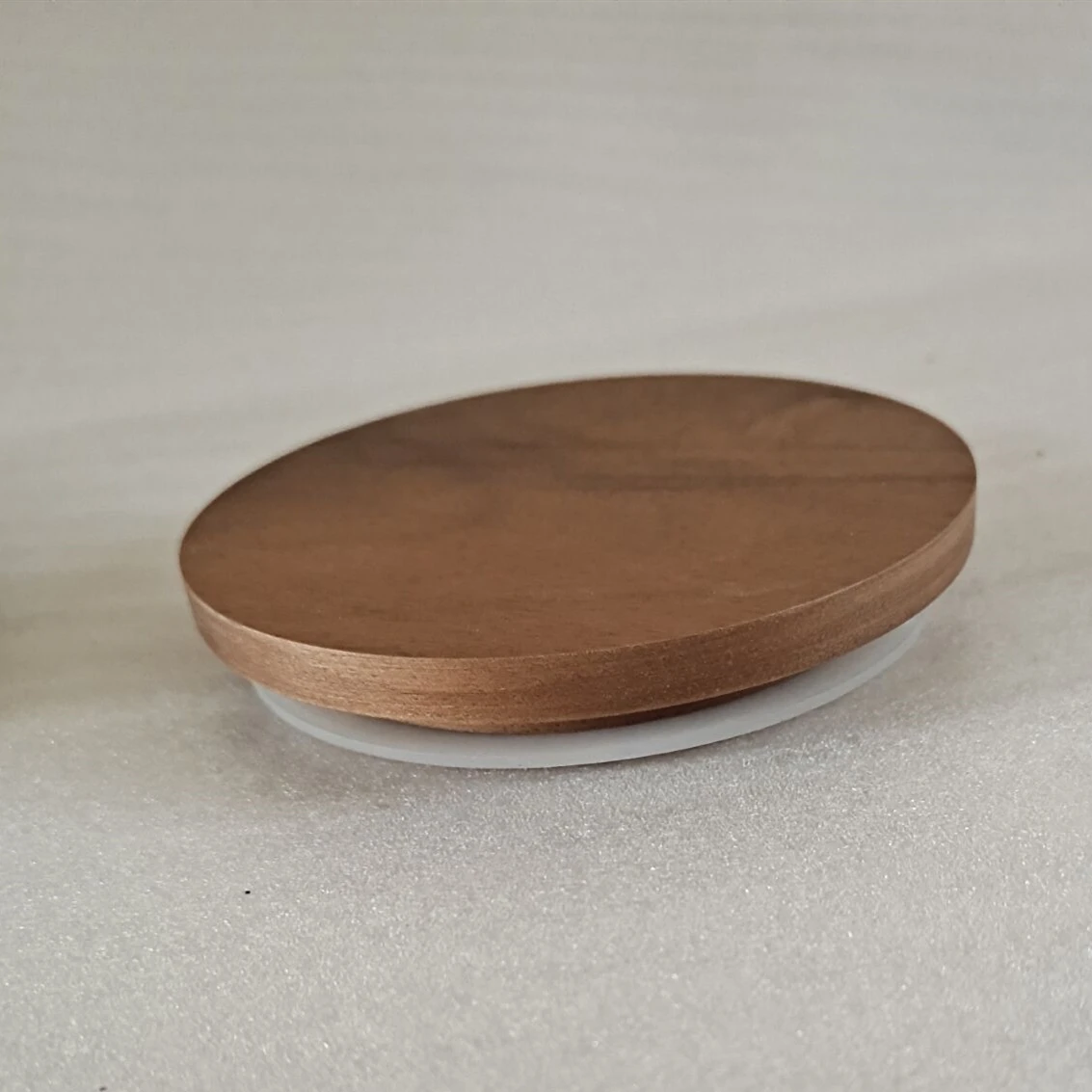 Round Hollow Display Stand 4-Legged Wood Base Pedestal Glass Jar Sealing Lid Walnut Wood Base for Glass Cylinder Containers