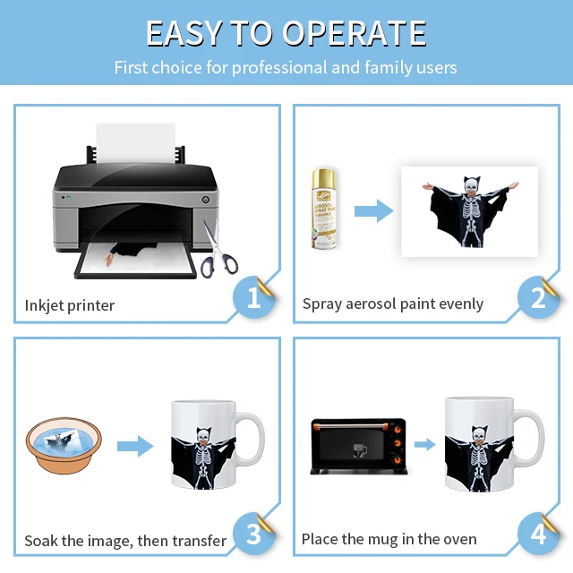 Best quality 100 Pieces DIY Custom GLOW IN THE DARK film water slide decal paper for Mugs