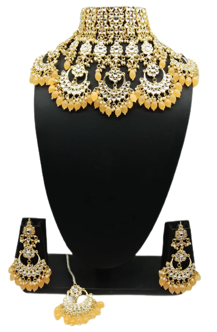 Bijoux Wedding Jewellery Ethnic Choker Necklace With Latest Design Bridal Kundan Polki American Diamond Jewelry For Women