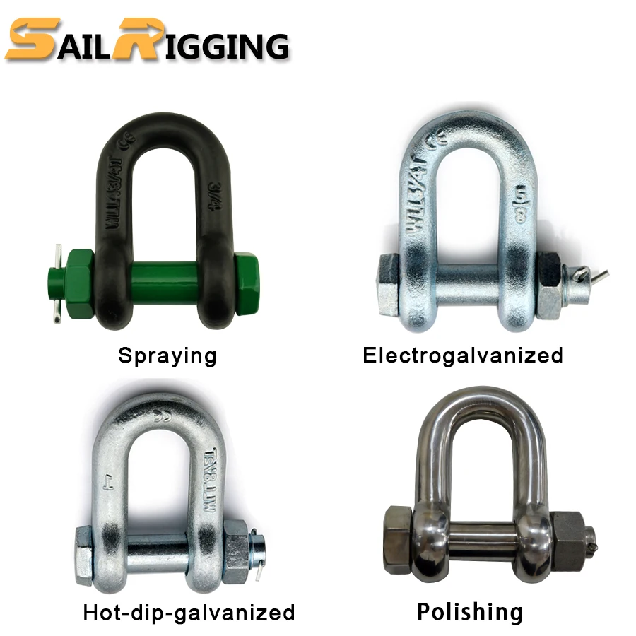 
G-2150 Carbon steel Forged 150ton Marine Lifting Chain D Shackles with Safety Bolt Pin 