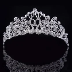 Couple Peacock Crown And Tiara Headpieces With Rhinestone For Bridal Wedding Accessories