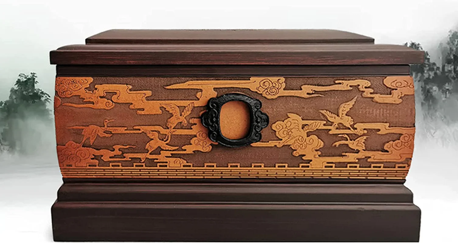 Medium Size Hand Carved Solid Wood Cremation Urn Box Human and Pets Memorial Wooden Urns for Loved Ones Wholesaler and Supplier.
