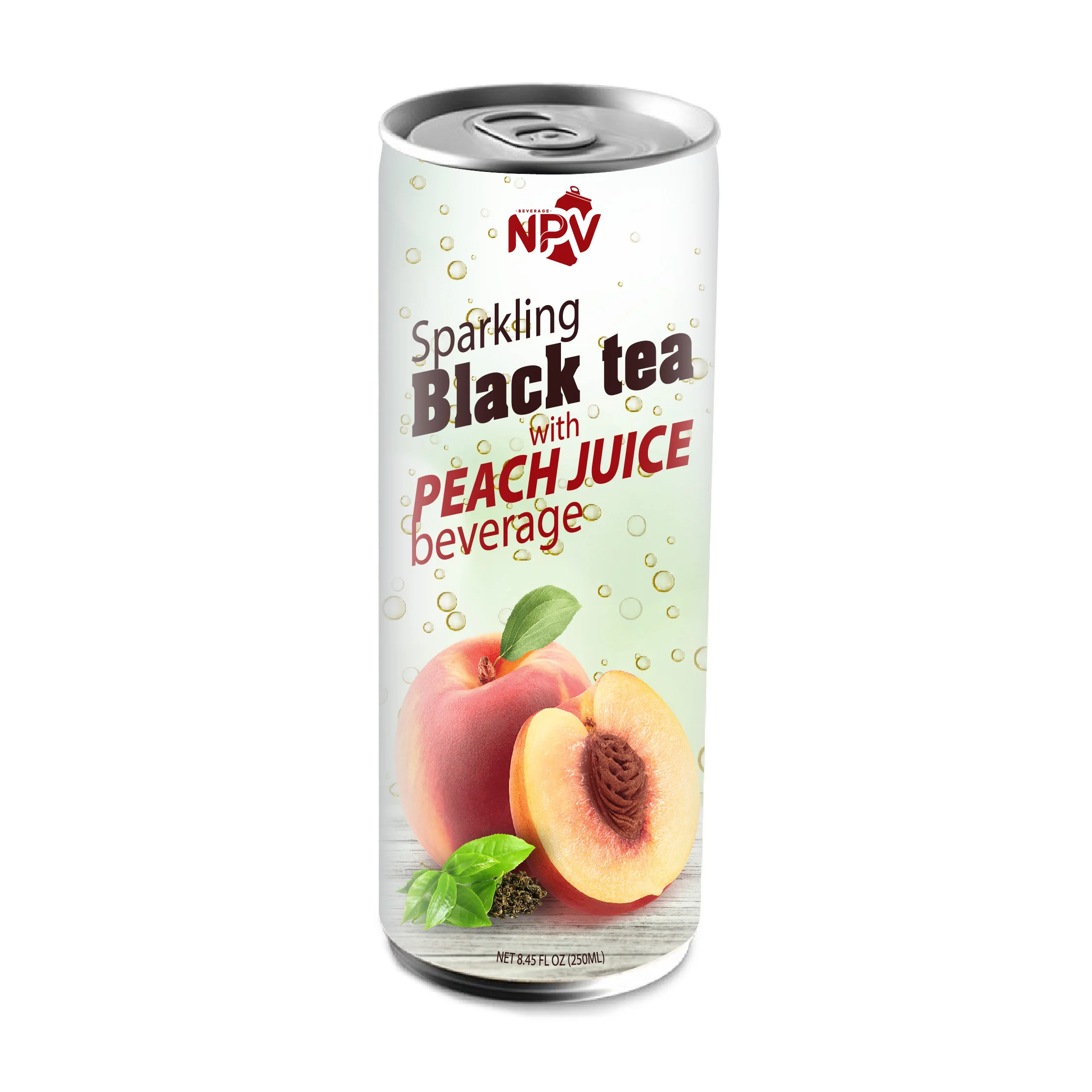 Vietnam Wholesale OEM Product Sparkling Black Tea With Peach Juice 250ml Can With Best Price And High Quality