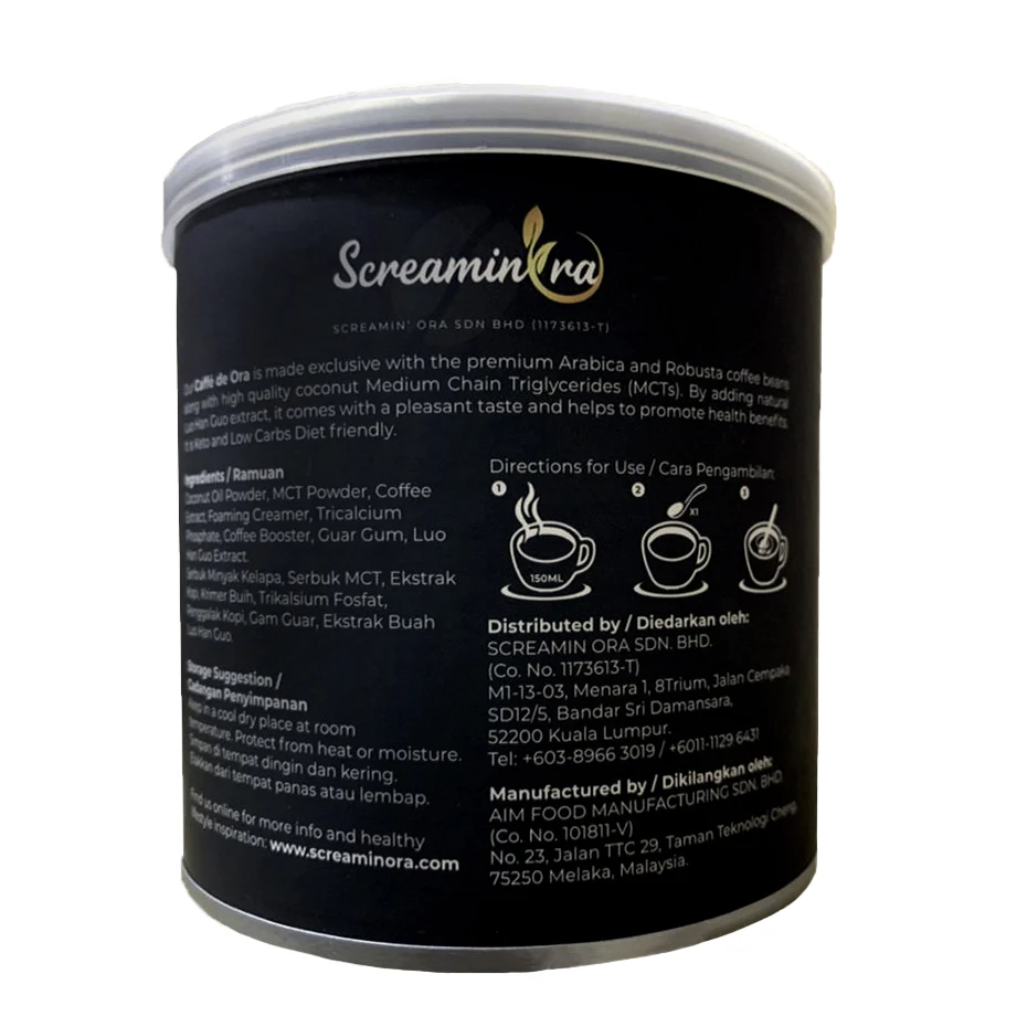 Хит продаж кофейный порошок Keto Diet без сахара оригинальный из малайзии