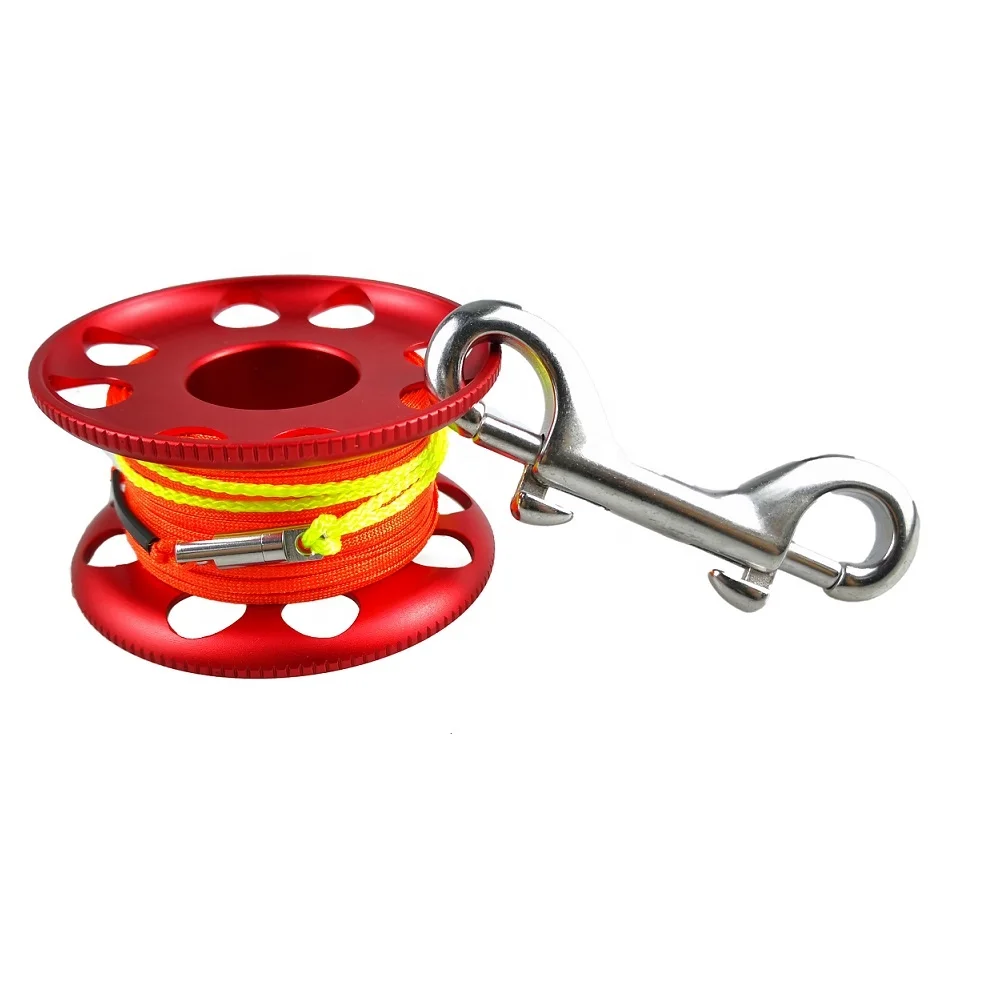 30M Diving Equipment Aluminum Finger Reel with 316 Stainless Steel Hook Diving Reel