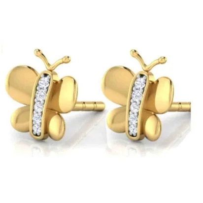 
Sheetal Impex 0.06 Tcw SI Clarity IJ Color Round Shape Real Natural Diamonds Studded 18 Kt Yellow Gold Diamond Earring 