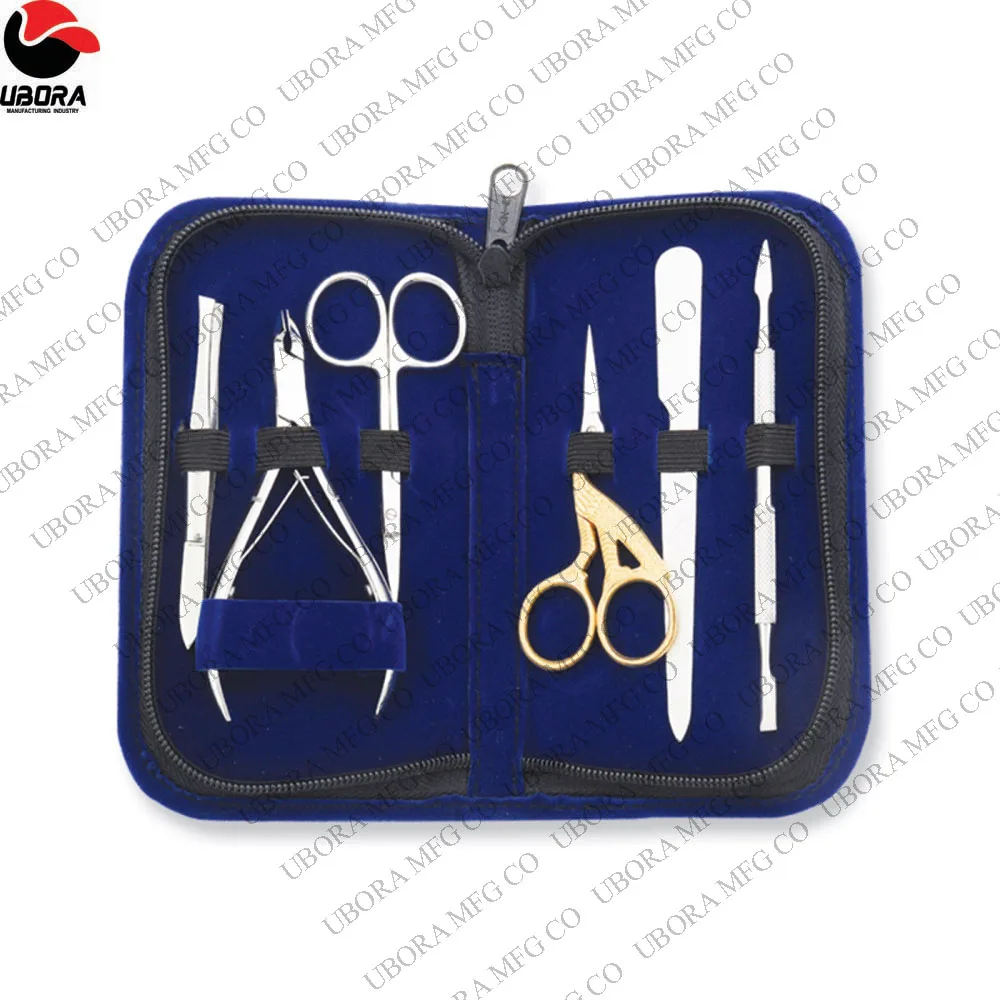 PROFESSIONAL 8 PIECES GOLD PLATED TOOLS MANICURE & PEDICURE SET
