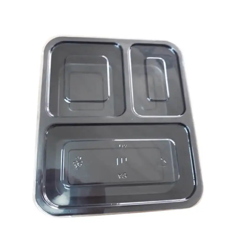  Удобный одноразовый пищевой контейнер с 3 отделениями и крышкой для хранения продуктов выноса-B0651