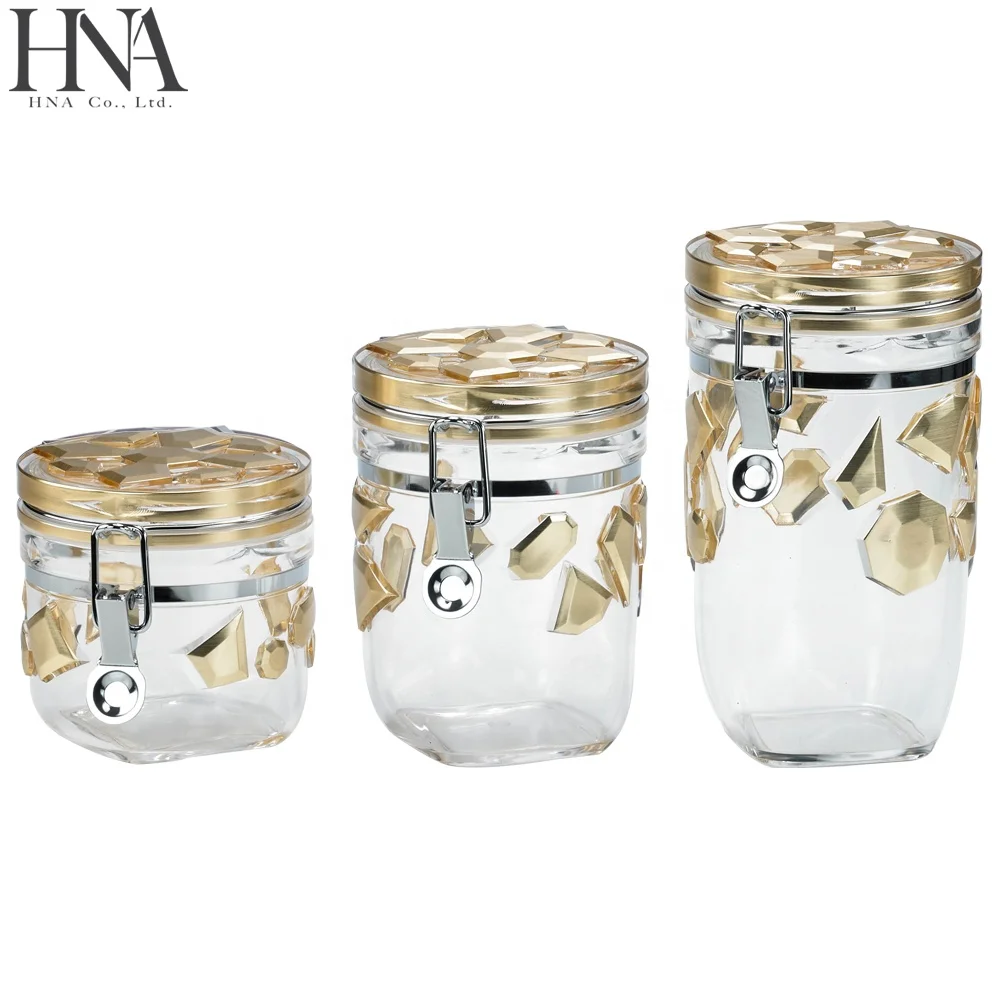 
HNA Taiwan Made Modern Round Airtight Kitchen Gold Canister for Food Storage 