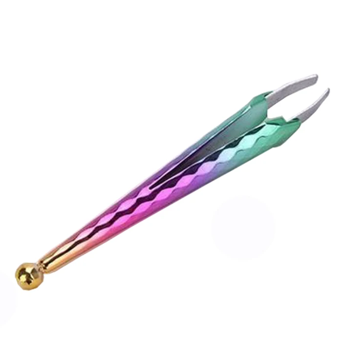 Plastic Handle Body Eyebrow Tweezers Stainless Steel Multicolored Facial Hair Removal Tweezers