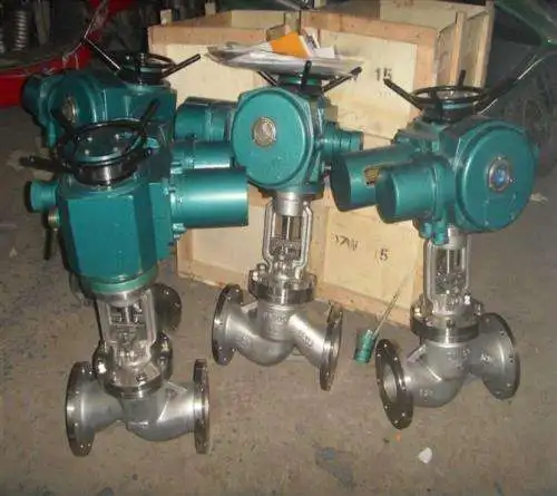 220VAC 380VAC Multi-turn Electric Actuator Resilient Seated Flange Motorized Cast Iron Globe Valve