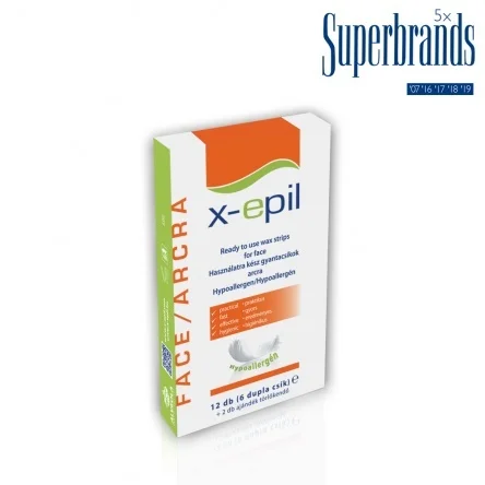 
X-EPIL Depilatory Strip For Face, ready to use hair removal waxing strips 12pcs/box - Hypoallergenic 