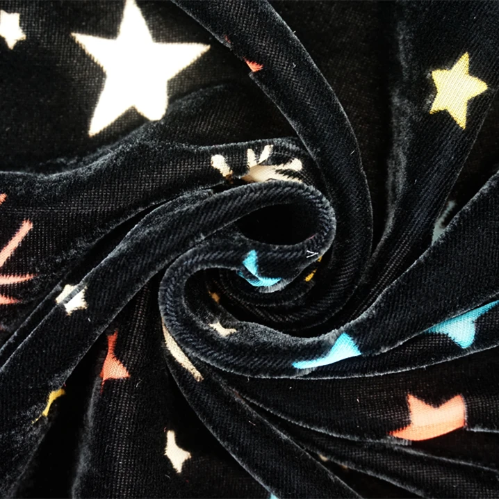 Высококлассная сеть, популярная Золотая бронзовая технология, бархатная ткань со звездами для платья