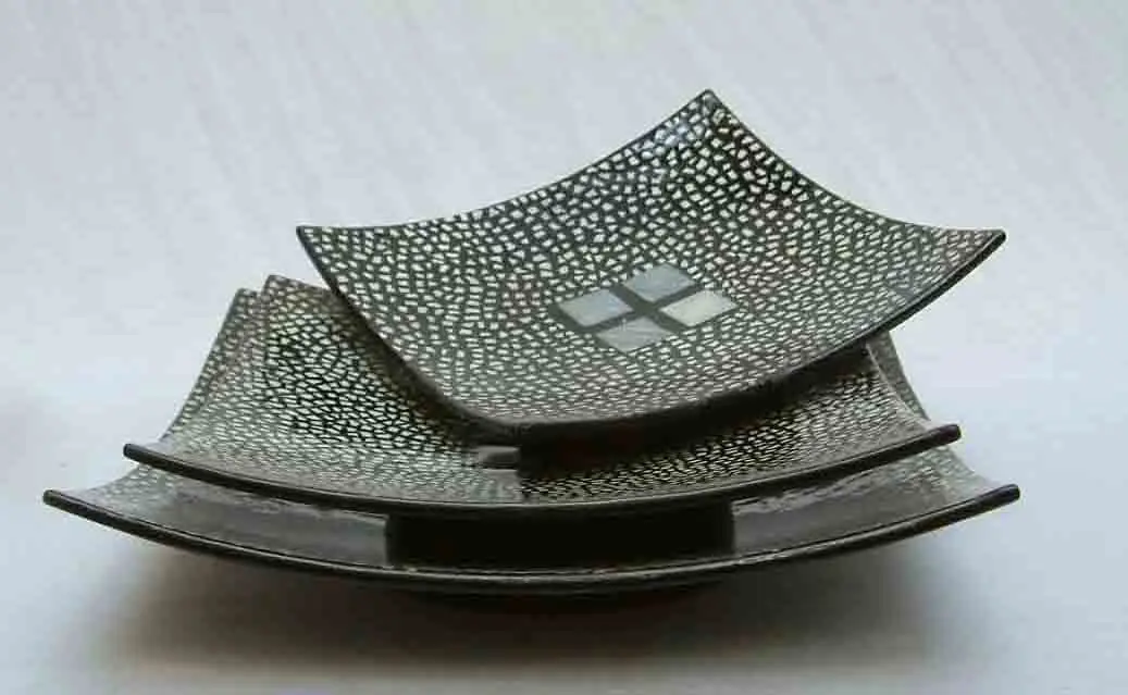 Набор из 3 квадратных лаковых тарелок с отделкой яичницы, изделия ручной работы из Вьетнама, для домашнего декора, посуды, столовой посуды.