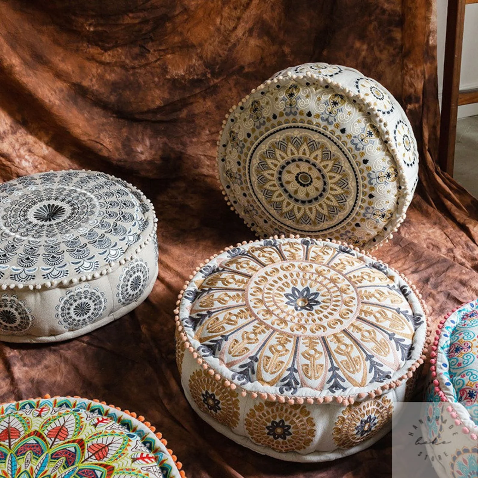 Decorative Meditation Cushion Vintage Floor Pouf Ottoman Floor Pillow Cover Christmas Gifts Home Decor Living Room Furniture